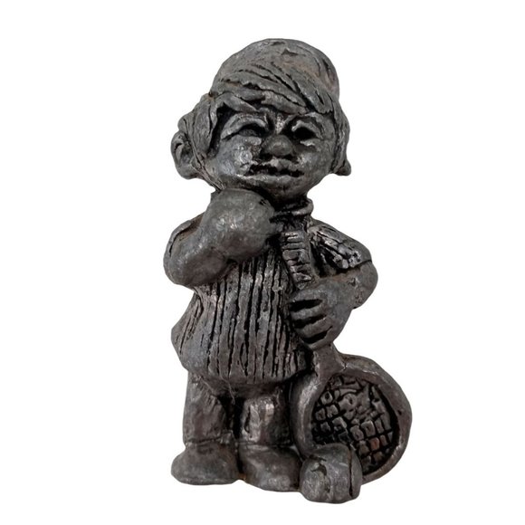 Miniature Tennis Player Pewter Collectible Vintage Racket Ball Mini Sports - Picture 1 of 8